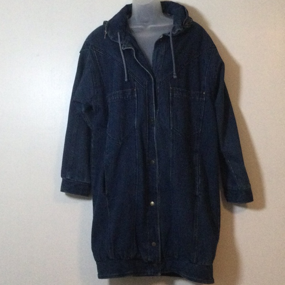 Women's Dark Blue Hooded Denim Jacket